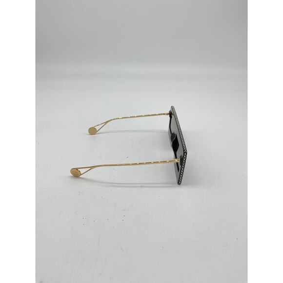 Gucci 60mm Black Acetate & Metal Embellished Rectangular Sunglasses Size OS - Picture 4 of 5